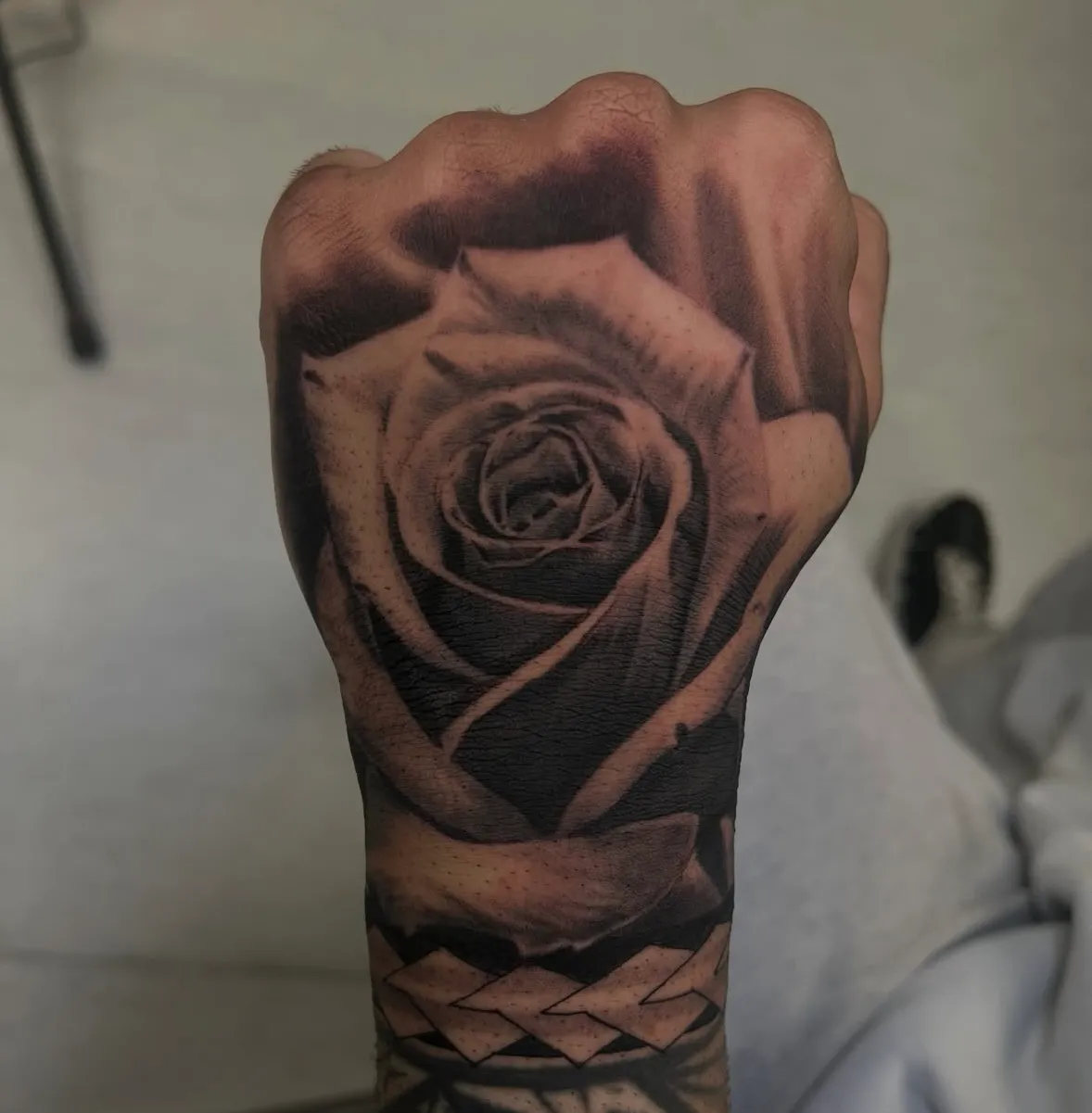 Black and grey rose piece from a half day session