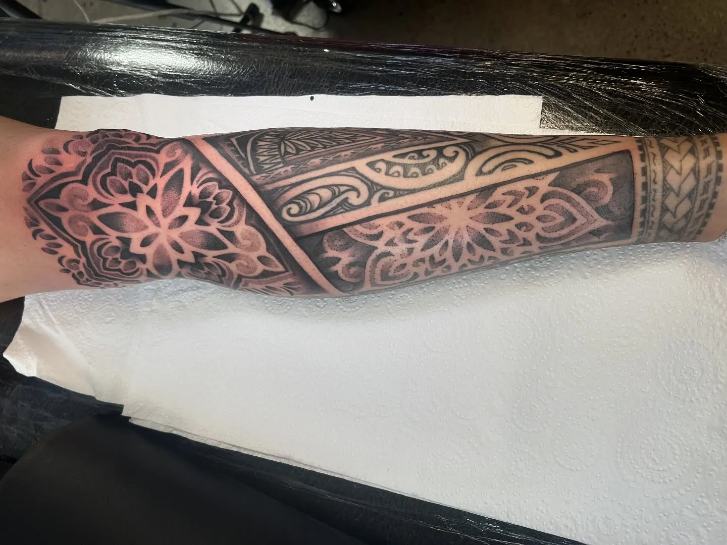 Polynesian and mandala forearm sleeve, second side